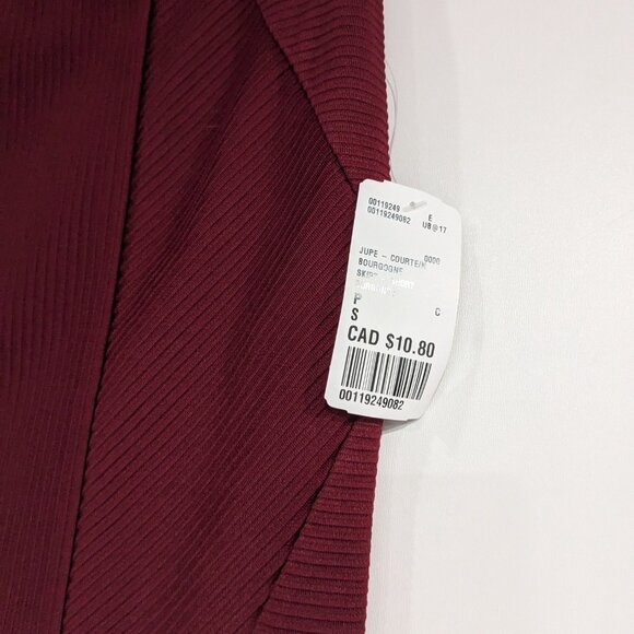 *3/$10* BNWT Forever 21 Ribbed Bodycon Mini Skirt Burgundy Size Small - Picture 2 of 4